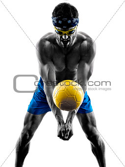 man playing beach volley silhouette