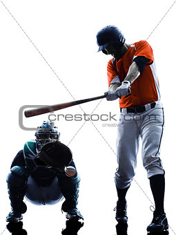 Men baseball players silhouette isolated
