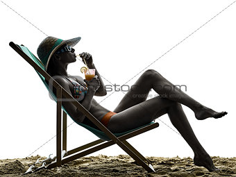 woman sea sunbathing holidays beach drinking