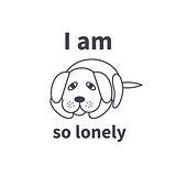 Sad lonely dog line icon