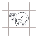 Frightened dog  in cage line icon