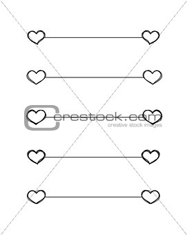 Heart dividers scribble vector borders