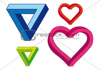 infinite heart and triangle, vector set