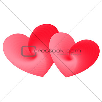 two red vector hearts