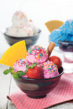 Various ice cream in bowl