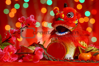 Chinese New Year design in red background
