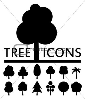 black tree icons collection