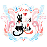 love cats and heart 
