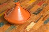 Moroccan tagine on a colorful table