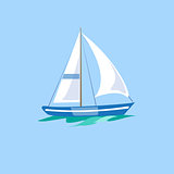 Sailboat on the Water. Vector Illustration