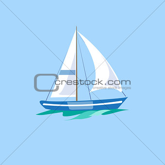 Sailboat on the Water. Vector Illustration