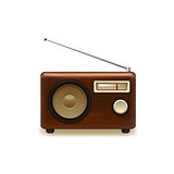 Old retro wooden radio. Vector