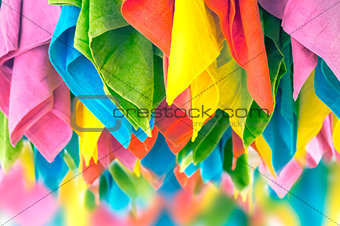 Colourful hanging towels