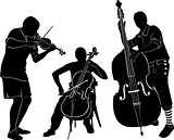 musicians play on the violin and cello bass