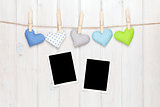 Photo frames and valentines toy hearts
