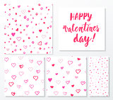 Valentines day herts patterns set with lettering design elements