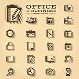 Office and Business engraved icons set