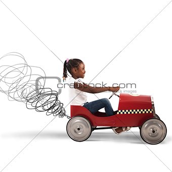 Little girl drive car