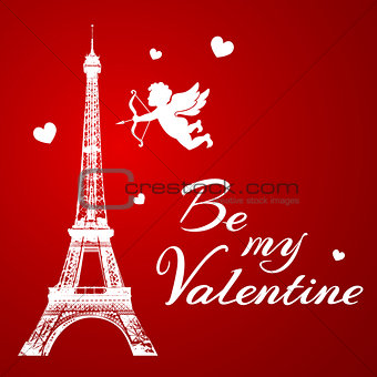 Eiffel Tower and cupid