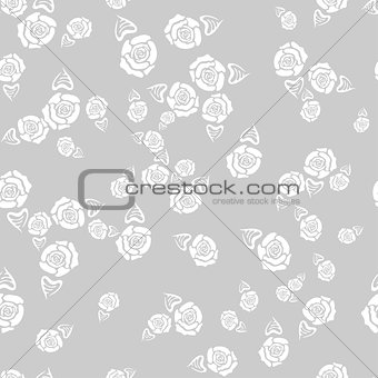 Rose with leaf seamless pattern
