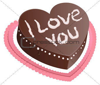 Chocolate cake shape of heart. I love you. Chocolate Sponge Cake