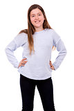 caucasian girl on white background