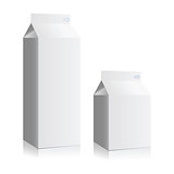 Juice and milk blank white boxes. Mock-up packages