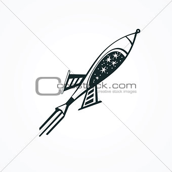 Rocket ship space icon - design element