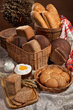 Still Life With Bread In Russian National Style