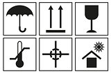 Signs on packaging. Logistic icon for box. Packaging Box Symbols