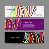 Set of banners, colorful zebra print design