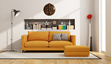 Living room with orange sofa