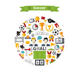 Vector Soccer Icons set in circle