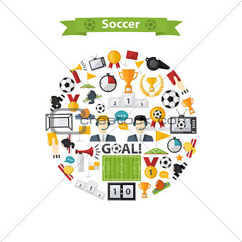 Vector Soccer Icons set in circle