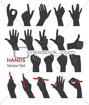 Hands vector set