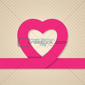 Pink heart ribbon valentine day greeting card