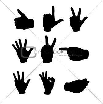 set of human hand black