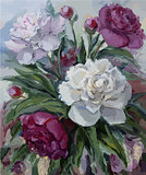 Peonies oil painting on canvas