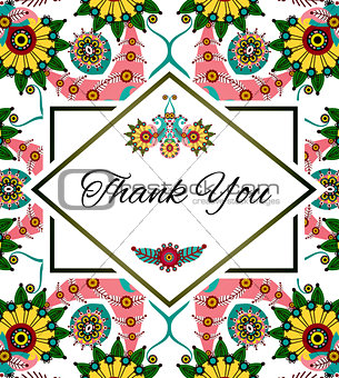 Thank you floral card. Perfect for wedding, greeting or invitation design. Vector, EPS10.