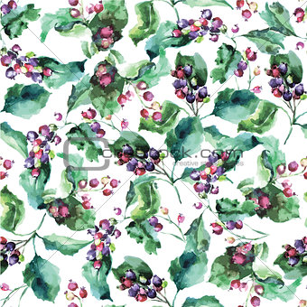 seamless pattern with hawthorn