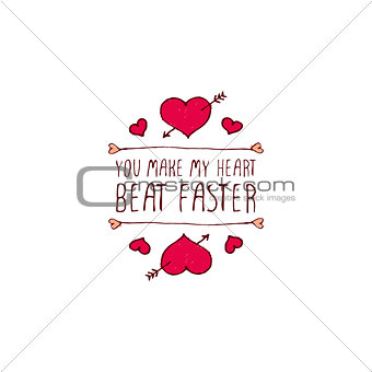 Vector handdrawn badge for Saint Valentine's day