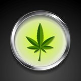 Cannabis icon on metal button