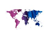 Bright tech watercolor world map