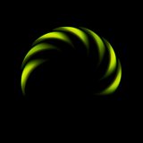 Glowing green abstract logo on black background