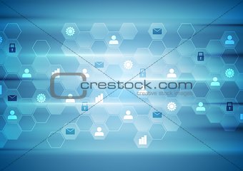 Blue tech communication abstract background