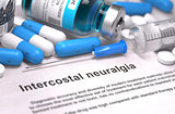 Diagnosis - Intercostal Neuralgia. Medical Concept. 3D Render.