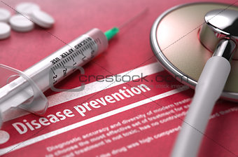 Disease prevention. Medical Concept on Red Background.