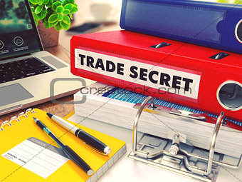 Trade Secret on Red Office Folder. Toned Image.