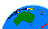 Australia on globe political map