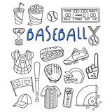 Baseball Items Hand Drawn Set
